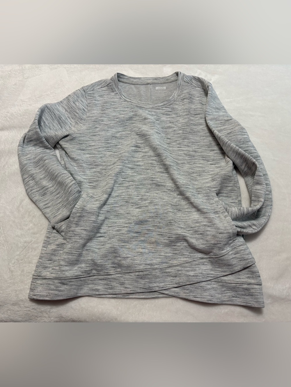 Duluth Trading Co heather gray knit crew neck sweatshirt pockets, Large